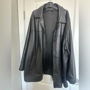 Men’s Vintage Black Leather Jacket – Size 3XL – Heavyweight